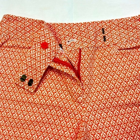 TALBOTS Petites | Geometric Bermuda Shorts Filigree Print Orange/White 8P‎ - Picture 8 of 12